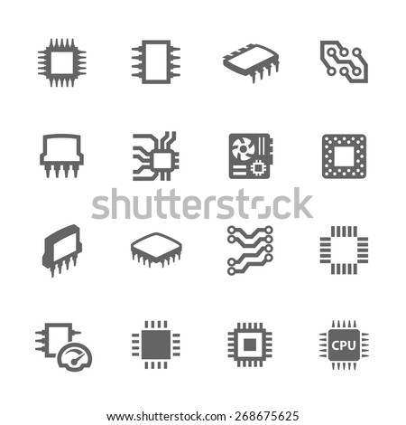 Simple Set of Computer Chips Related Vector Icons for Your Design.