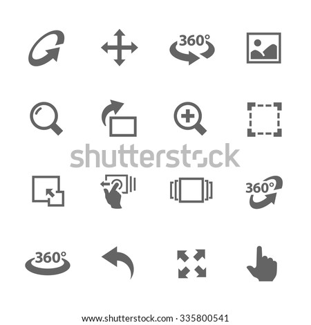 Simple Icons Set with Gray Design Elements of Image Manipulations, Scrolling, Rotating,
Zooming, Expanding and more. Modern vector pictogram collection.