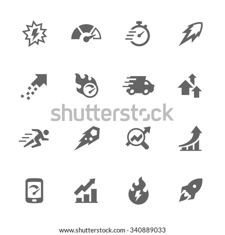 Simple Set of Performance Related Vector Icons. Contains such icons as speed, charts, improvements and more. Modern vector pictogram collection.