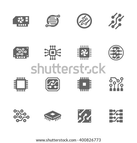 Simple Set of Electronics Related Vector Icons. Contains such icons as circuit, processor, micro-scheme and more.