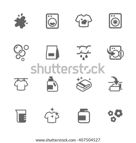 Simple Set of Laundry Related Vector Icons. Contains Such Icons as Detergent, Spot, drying and More.