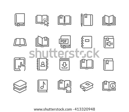 Simple Set of Book Related Vector Line Icons. 
Contains such Icons as Organizer, Learning, E-Reader, Audiobook and more. 
Editable Stroke. 48x48 Pixel Perfect.  Сток-фото © 