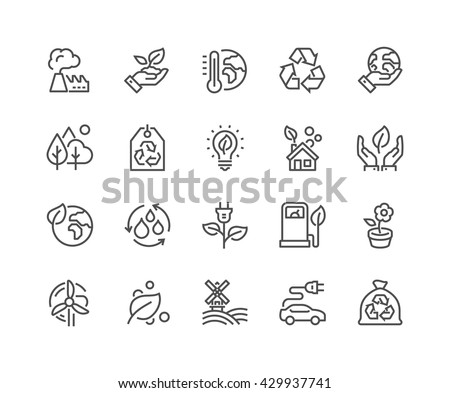 Simple Set of Eco Related Vector Line Icons. 
Contains such Icons as Electric Car, Global Warming, Forest, Organic Farming and more. 
Editable Stroke. 48x48 Pixel Perfect. 