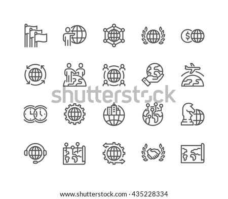Simple Set of Global Business Related Vector Line Icons. 
Contains such Icons as International Partnership, Outsourcing, Branch Office and more. 
Editable Stroke. 48x48 Pixel Perfect. 