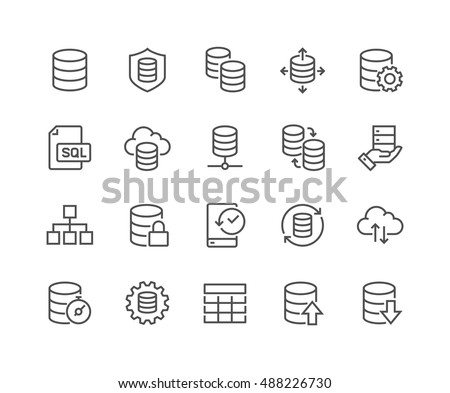 Simple Set of Database Related Vector Line Icons. 
Contains such Icons as Backup, Structure, Data Transfer and more.
Editable Stroke. 48x48 Pixel Perfect.
