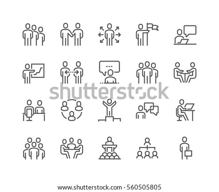 Simple Set of Business People Related Vector Line Icons. 
Contains such Icons as One-on-One Meeting, Workplace, Business Communication, Team Structure and more.
Editable Stroke. 48x48 Pixel Perfect. ストックフォト © 