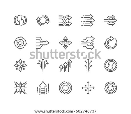 Simple Set of Abstract Transition Related Vector Line Icons. 
Contains such Icons as Update, Conversion, Path and more.
Editable Stroke. 