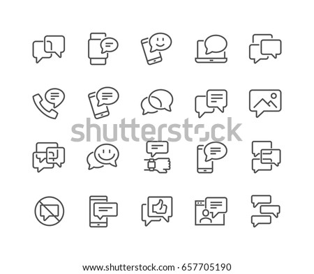 Simple Set of Message Related Vector Line Icons. 
Contains such Icons as Conversation, SMS, Notification, Group Chat and more. Editable Stroke. 48x48 Pixel Perfect.