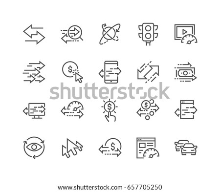 Simple Set of Traffic Related Vector Line Icons. 
Contains such Icons as Pay per Click, Monetize, Traffic Speed and more. Editable Stroke. 48x48 Pixel Perfect.