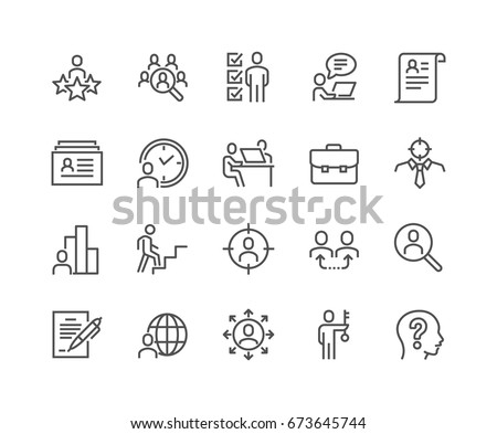 Simple Set of Head Hunting Related Vector Line Icons. 
Contains such Icons as Job Interview, Career Path, Resume and more.
Editable Stroke. 48x48 Pixel Perfect. Foto d'archivio © 
