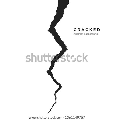 Surface cracked ground. Sketch crack texture. Split terrain after earthquake. vector illustration isolated on white background