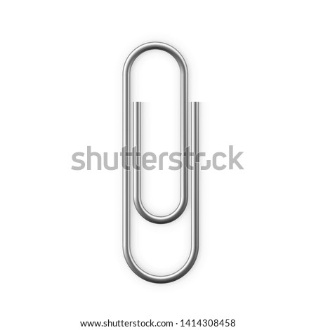 Realistic Paperclip icon. Paper clip attachment with shadow. Attach file business document. Vector illustration isolated on white background