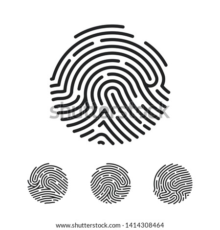 Circle Unique Fingerprint icon design for app. Finger print flat scan. Vector illustration isolated on white background