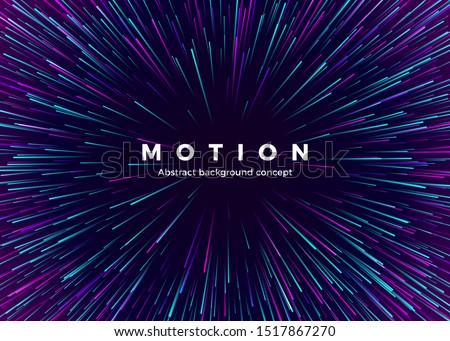 Sci-fi Motion wallpaper. Abstract background travel through time and space. Futuristic neon poster. Trendy music banner template. Vector illustration