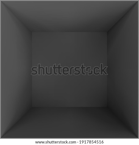 Black empty room or studio. Box top view. Vector illustration 