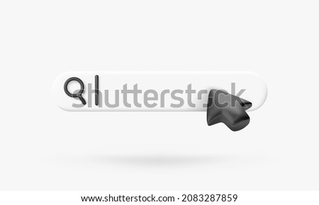 Search bar with mouse cursor and magnifier. Arrow below research field in white and black color. Vector illustration