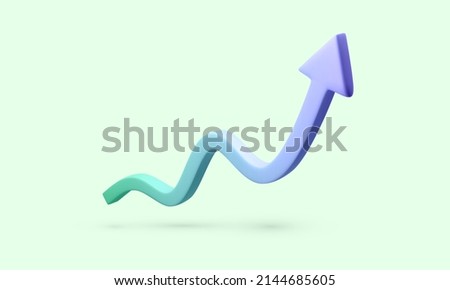 3D realistic arrow up. Arrow show success of business strategy. Vector illustration