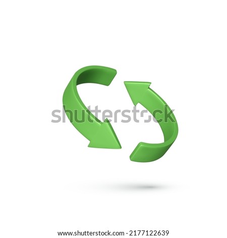Arrows looping in circle. Green refresh icon isolated on white background. Rotation arrows in a circle sign. Reload symbol. Vector illustration