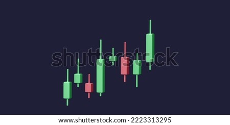 Stock exchange 3D chart. Render of candle stick diagram. Finance investment and success business strategy