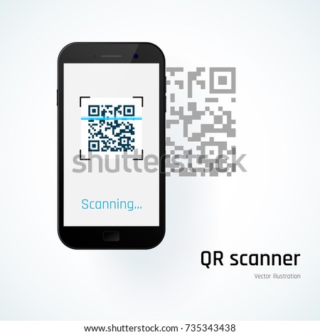 QR scanner. Mobile scans QR code. Vector illustration