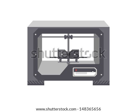 3d printer icon. A icon illustration showing a desktop 3d printer.