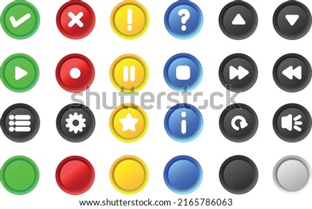 Multi Functions Buttons Vector 3D Glossy Interface Music and Video Player