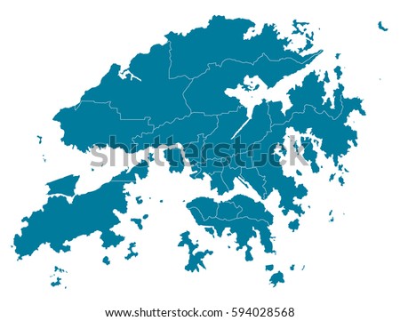 hong Kong blue map vector