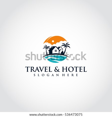 orange and blue Travel and hotel logo template. vector eps.10