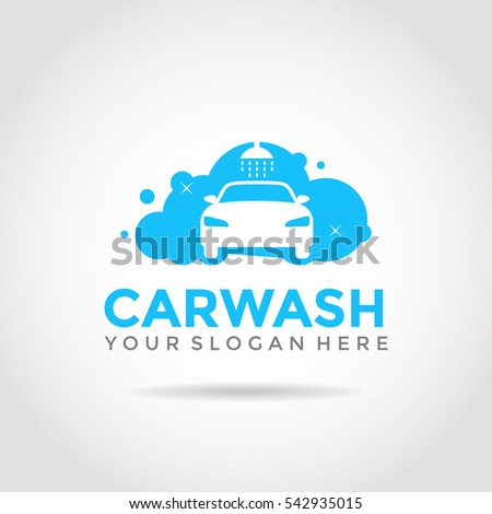 Carwash logo isolated on white background. Vector emblem for car