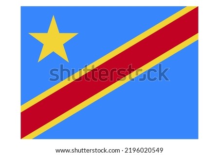 National flag of the Democratic Republic of the Congo. Vector illustration of congolese flag, patriotic symbol
