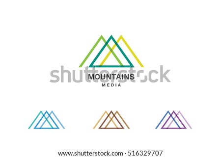 Mountains Media is a vector logo template set. Abstract sign for letter M and triangle shape logotype for business and creative company. 商業照片 © 