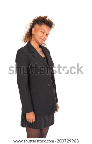 Beautiful black businnesswoman doing different expressions in different sets of clothes