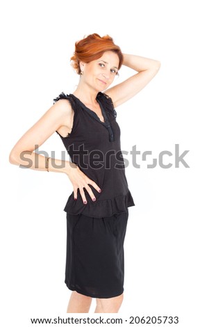 Beautiful businesswoman doing different expressions in different sets of clothes: posing