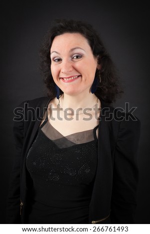 Beautiful woman doing different expressions in different sets of clothes: smile