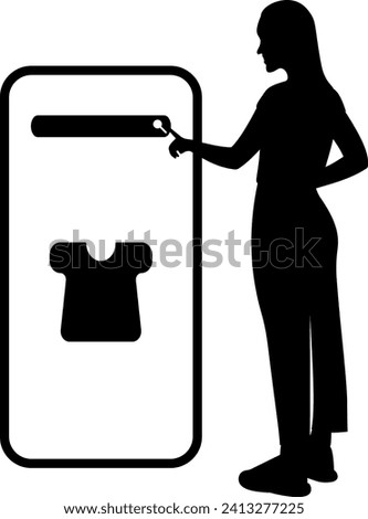 Woman with a mobile phone silhouette. shopping online, remote work, internet browsing concept