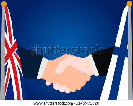 Deal Cooperation partnership Finland and English UK with the businessman handshake symbol vector illustration