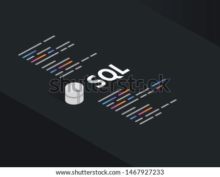SQL, Structure Query Language Database programming language vector illustration