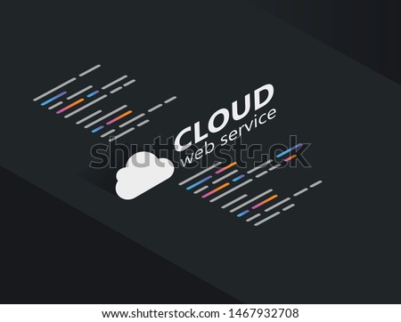 Cloud computing web service technology vector illustration