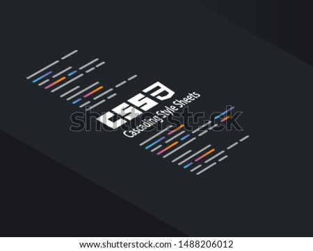 CSS3 cascading style sheets programming style code software technology vector illustration