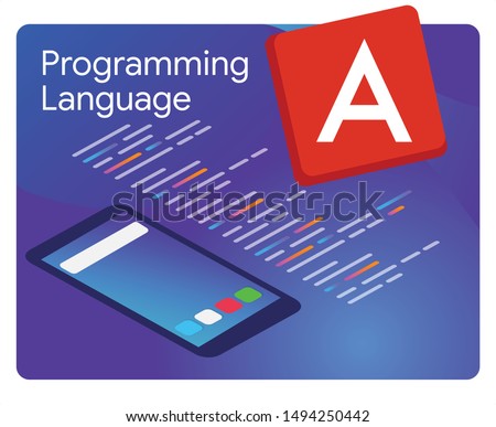 Angular JS the popular javascript framework programming language coding software technology vector illustration