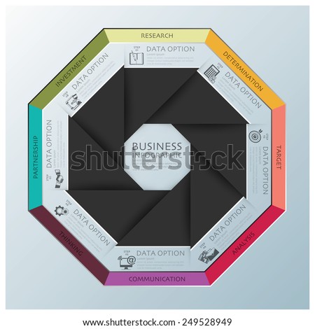 Modern Business Infographic Octagon Propeller Origami Style Design Template