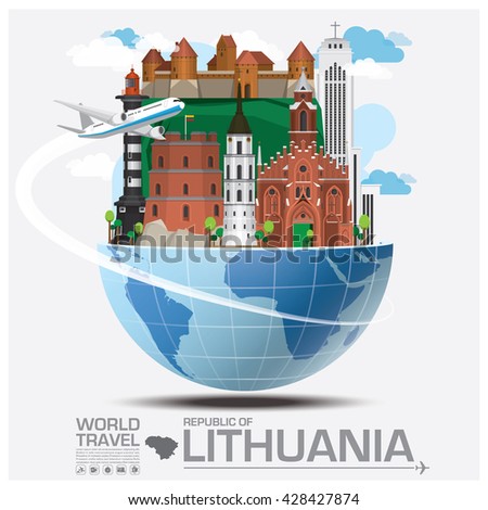 Republic Of Lithuania Landmark Global Travel And Journey Infographic Vector Design Template