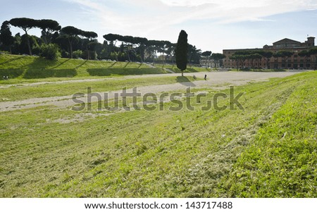 ROME - JUNE 5: the Circus Maximus site on June 5, 2013 in Rome, Italy. The Circus Maximus is the site of an ancient Roman chariot racing stadium and mass entertainment venue.