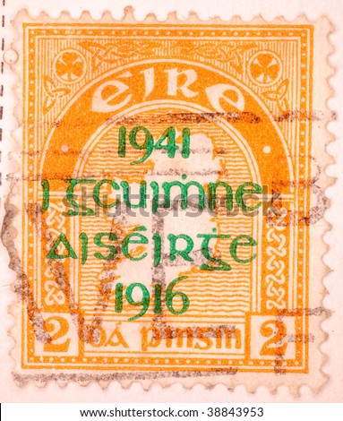 IRELAND - CIRCA 1941: A stamp printed in Ireland shows map of Ireland, series, circa 1941