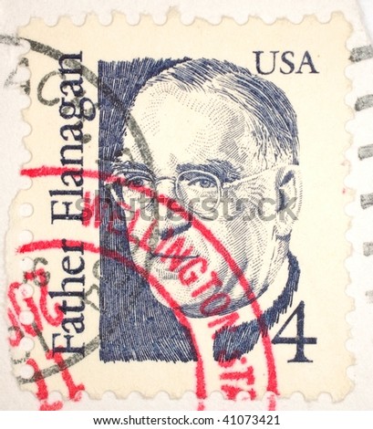 UNITED STATES OF AMERICA - CIRCA 1986: A stamp printed in the United States of America shows image of Father Edward J. Flanagan, series, circa 1986