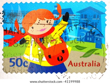 AUSTRALIA - CIRCA 2006: A stamp printed in Australia shows image of a female postal worker, series, circa 2006