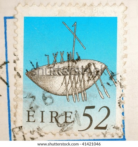 IRELAND - CIRCA 2005: A stamp printed in Ireland shows image of a traditional boat, series, circa 2005