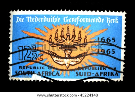 SOUTH AFRICA - CIRCA 1965: A stamp printed in South Africa shows image commemorating the 300th anniversary of the Dutch Reformed Church, circa 1965