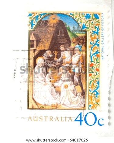 AUSTRALIA - CIRCA 2001: A stamp printed in Australia shows a painting housed in the National Gallery of Australia, circa 2001