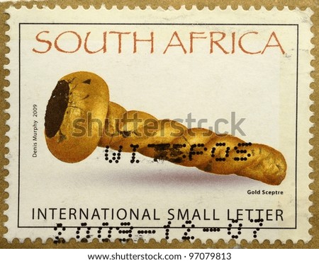 SOUTH AFRICA - CIRCA 2009: A stamp printed in South Africa shows image of a gold sceptre, circa 2009